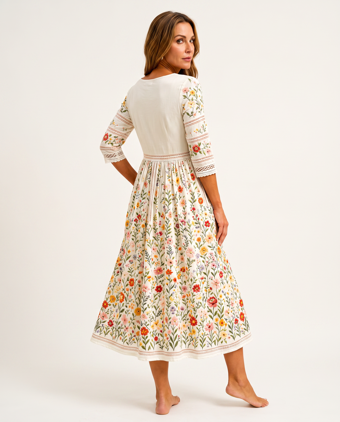 Robe midi au charme de la prairie de fleurs sauvages