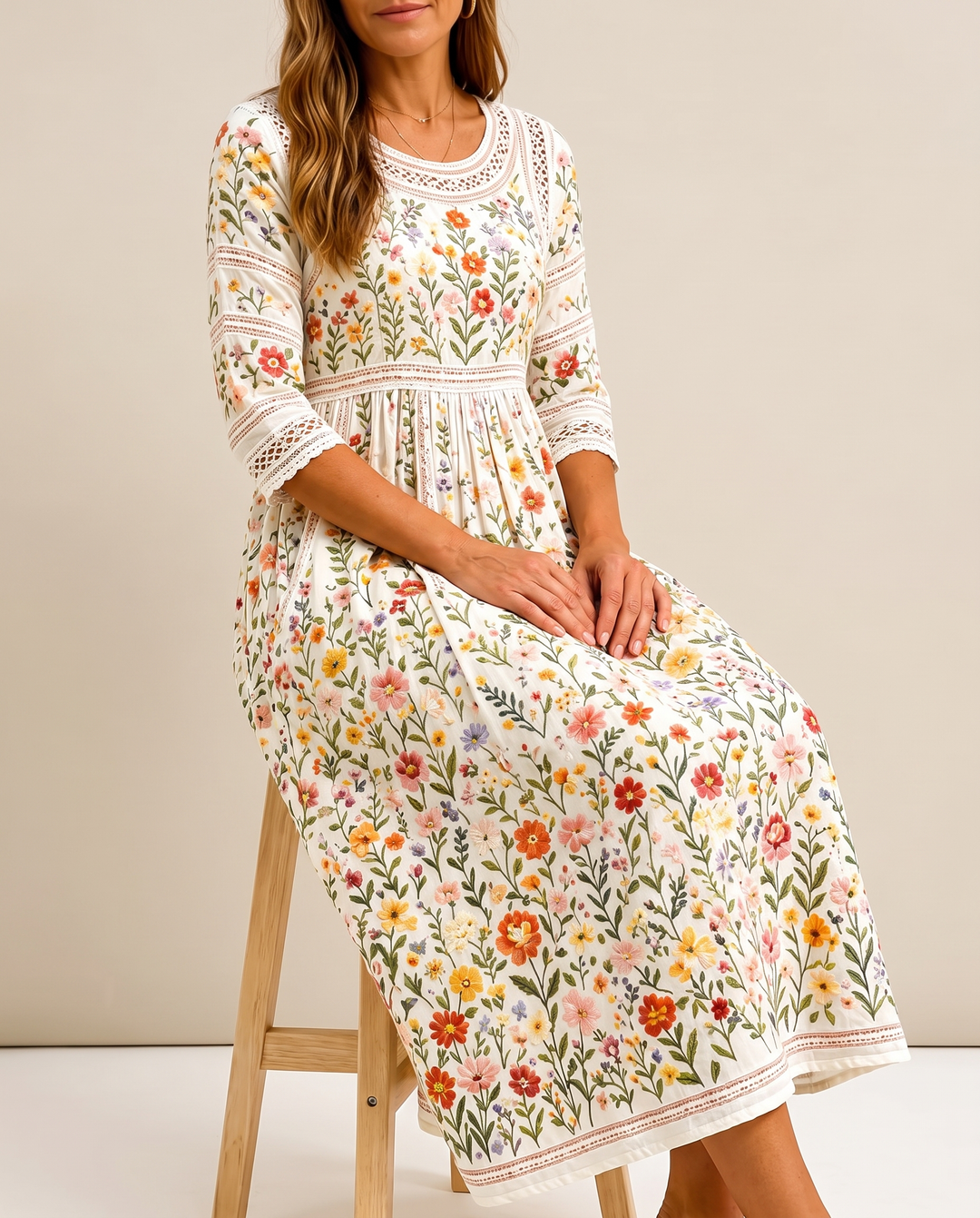 Robe midi au charme de la prairie de fleurs sauvages