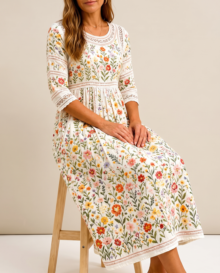 Robe midi au charme de la prairie de fleurs sauvages